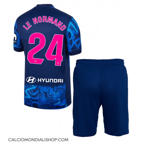 Maglie da calcio Atletico Madrid Robin Le Normand #24 Terza Maglia Bambino 2024-25 Manica Corta (+ Pantaloni corti)